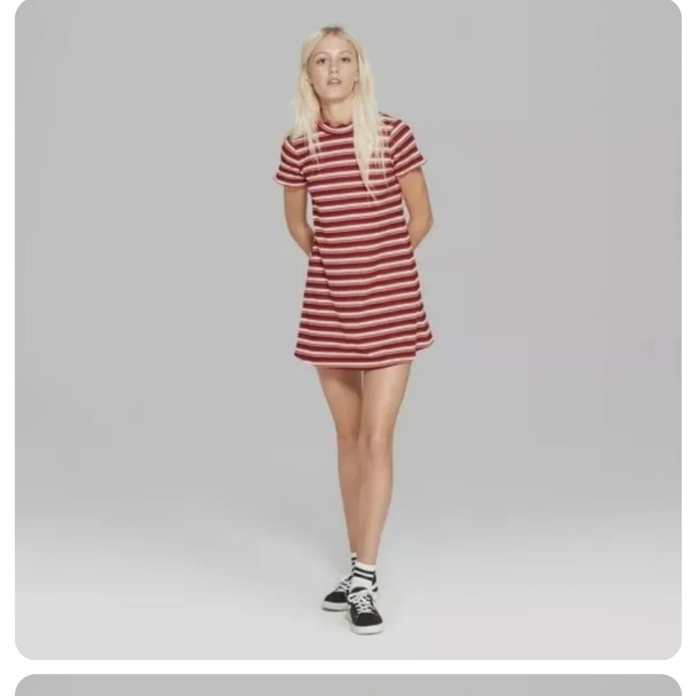 Wild Fable Red & White Striped Short Sleeve Shirt Dress, Size XS
